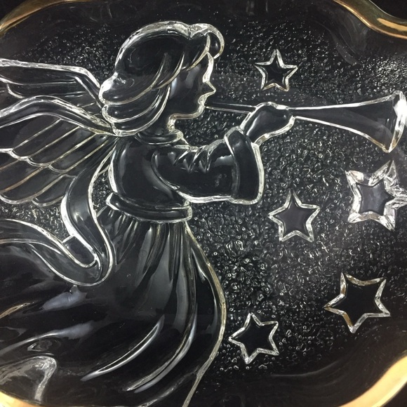 MIKASA Angel Song Gold Trim Clear Glass Candy Sweets Nuts Trinket Dish Christmas - Picture 9 of 9